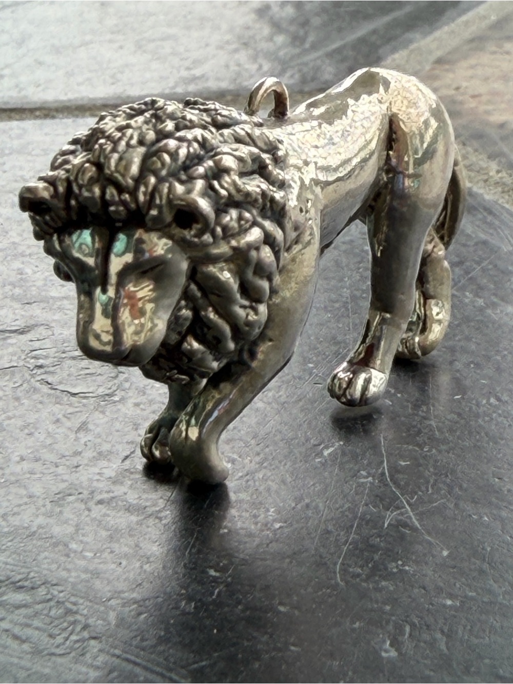 Silver Lion Figurine Pendant - Unbranded